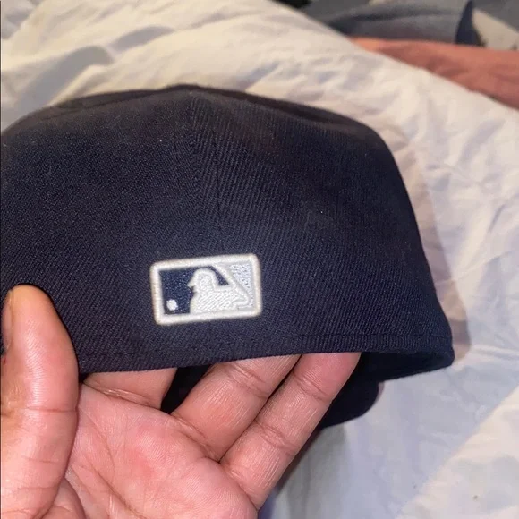 New Era Navy Blue Hat with White Logo - Picture 4 of 6